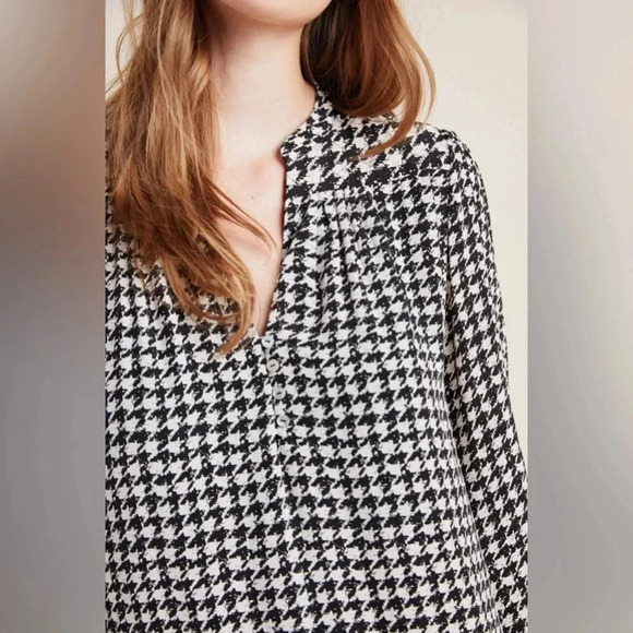 Maeve by Anthropologie Sterling Houndstooth Tunic Dress Black White size Small - Picture 3 of 16